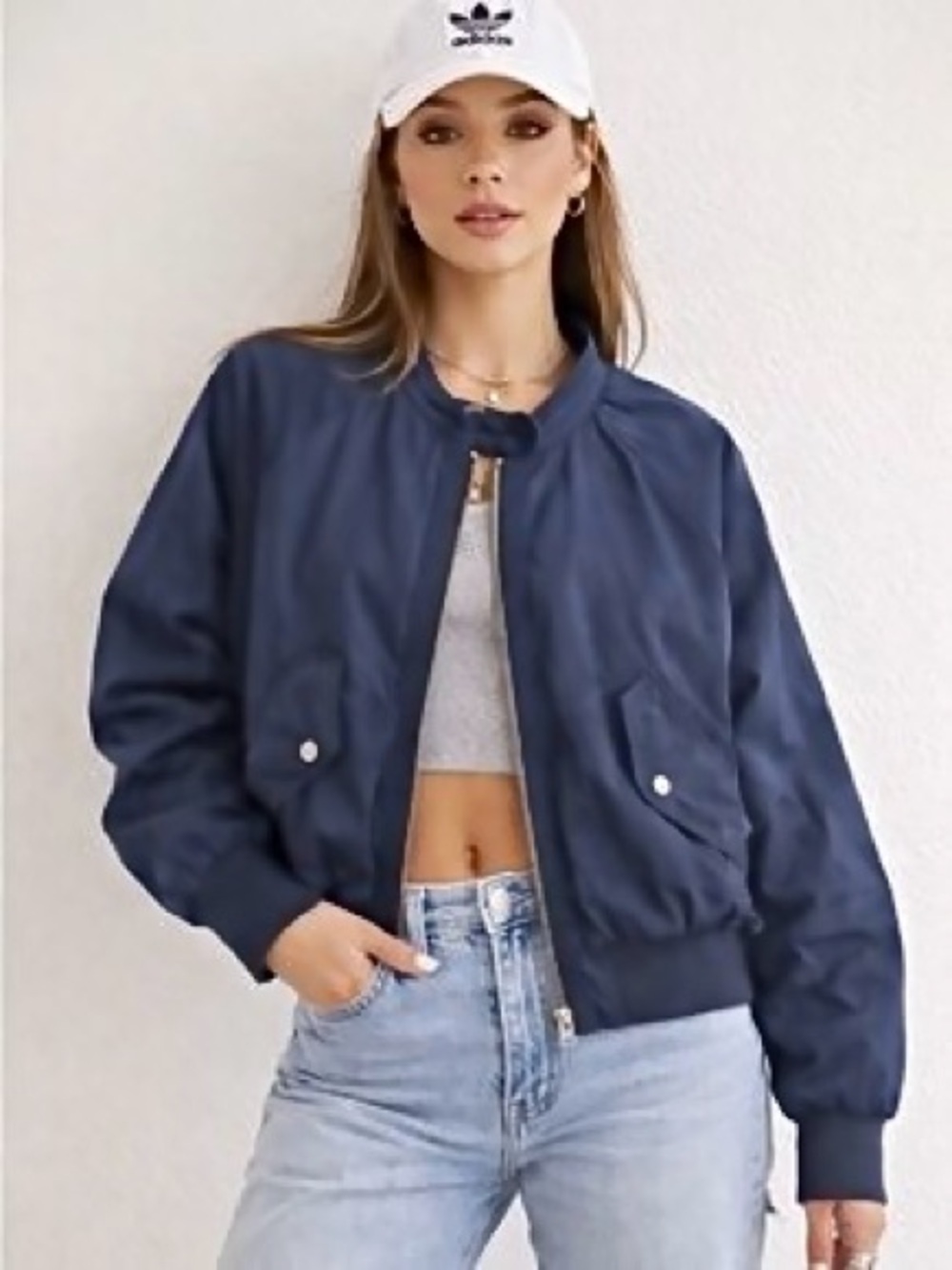 Free People Midnight Satin Bomber Jacket